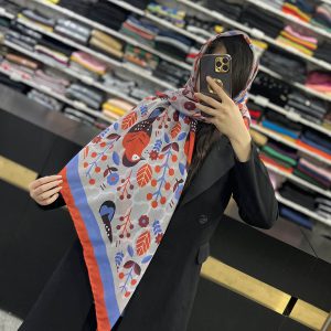 روسری نخی طرحدار دابی فانتزی پیکر دست‌دوز